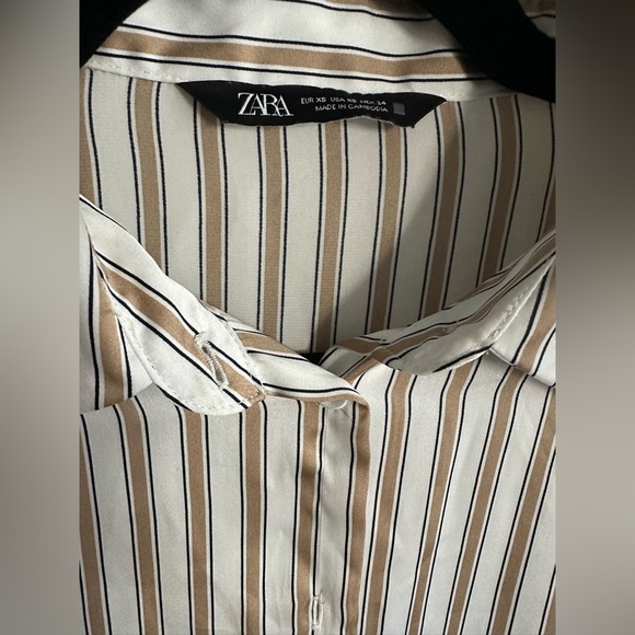 Zara Striped Button Down Slinky Shirt Dress - Picture 3 of 4